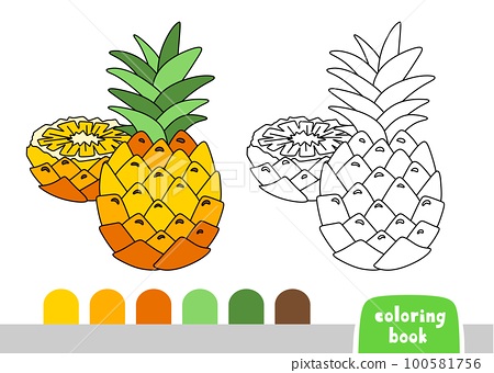 Coloring book for kids pineapple page for books