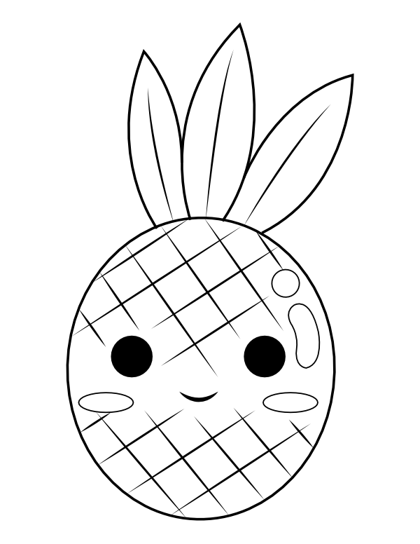 Printable kawaii pineapple coloring page