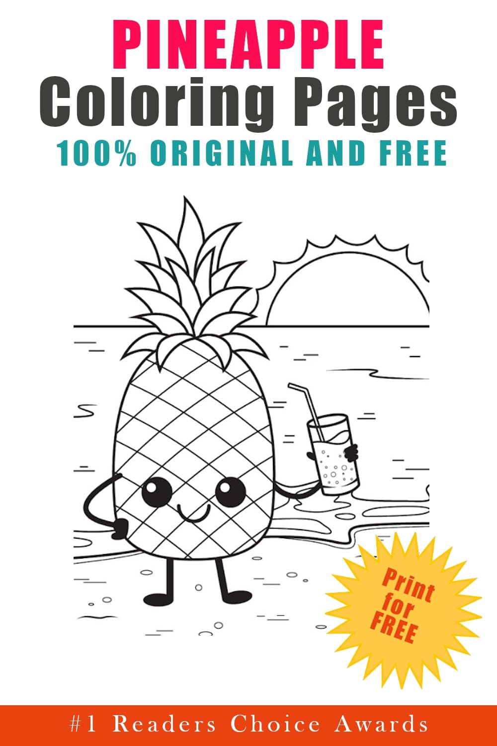 Pineapple coloring pages free printables