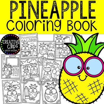 Pineapple coloring pages made by creative clips clipart tpt