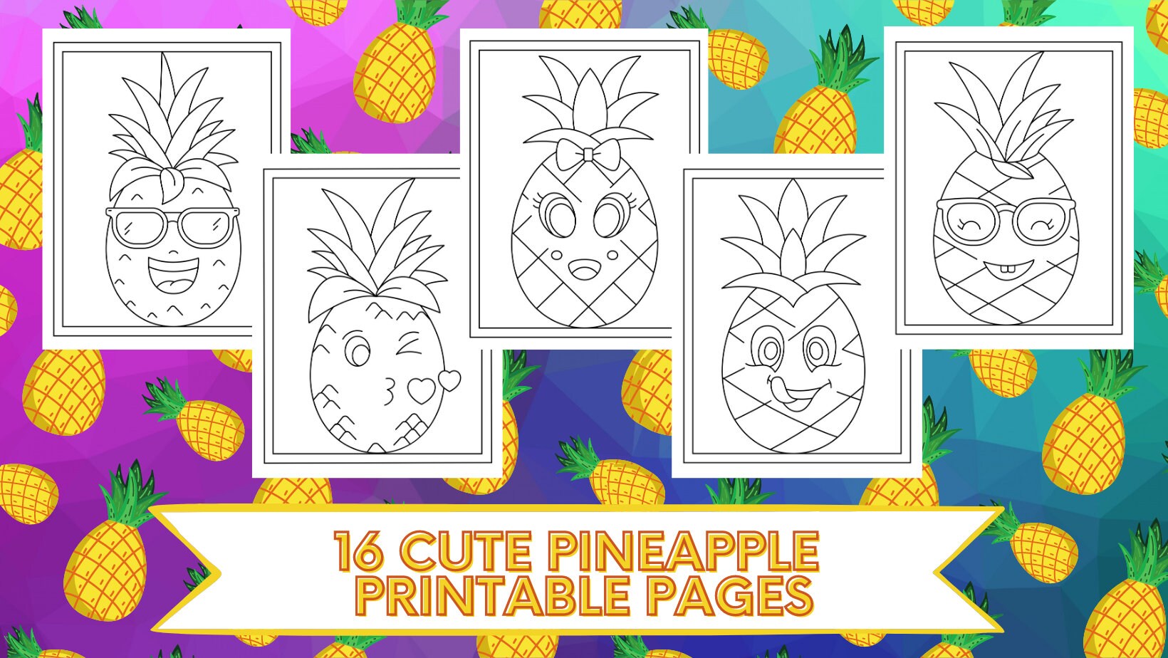 Printable cute pineapple coloring pages