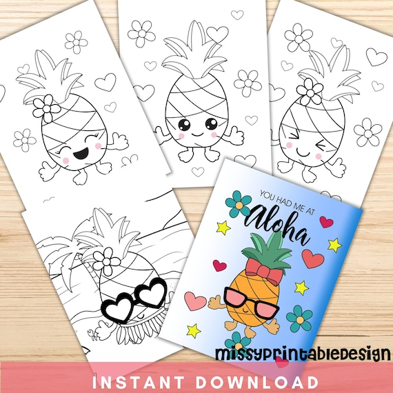 Kawaii pineapple coloring pages for kids printable pineapple coloring pages pineapple activity kids coloring sheets