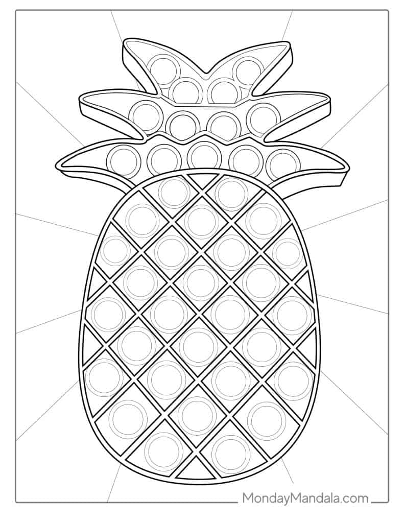 Pineapple coloring page free pdf printables