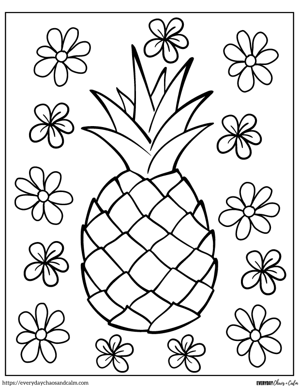 Free printable pineapple coloring pages