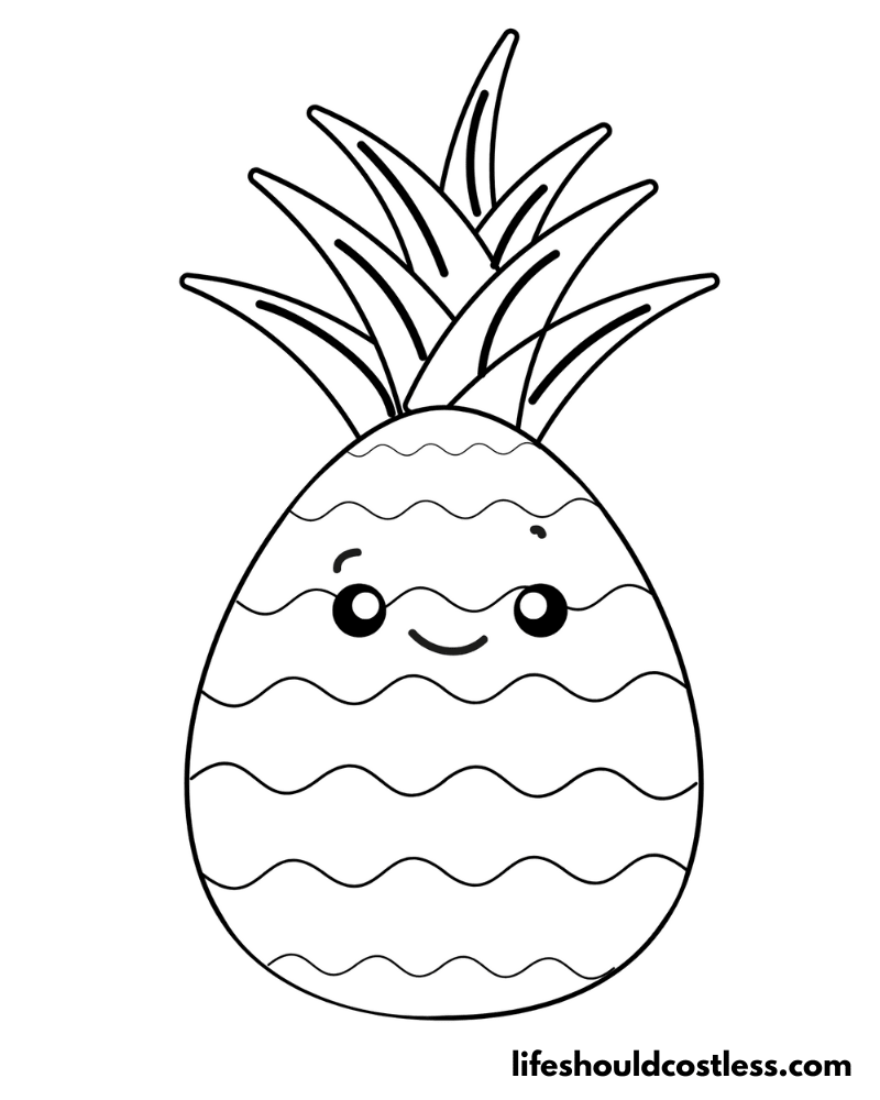 Pineapple coloring pages free printable pdf templates