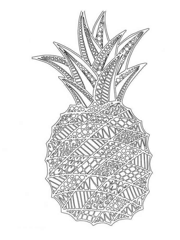 Pineapple coloring pages for adults