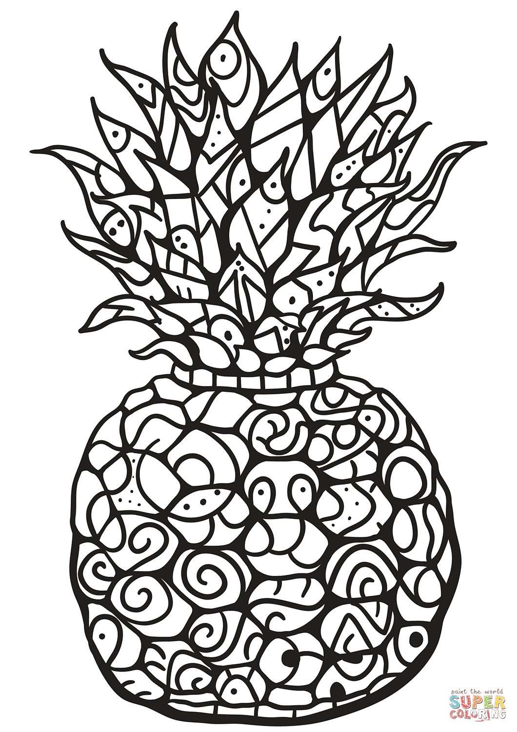 Zentangle pineapple coloring page free printable coloring pages