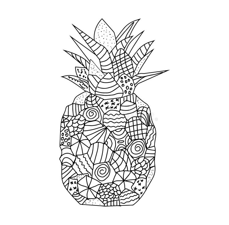 Pineapple coloring page stock illustrations â pineapple coloring page stock illustrations vectors clipart