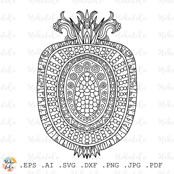 Pineapple coloring page pdf cricut svg clipart png stencil d