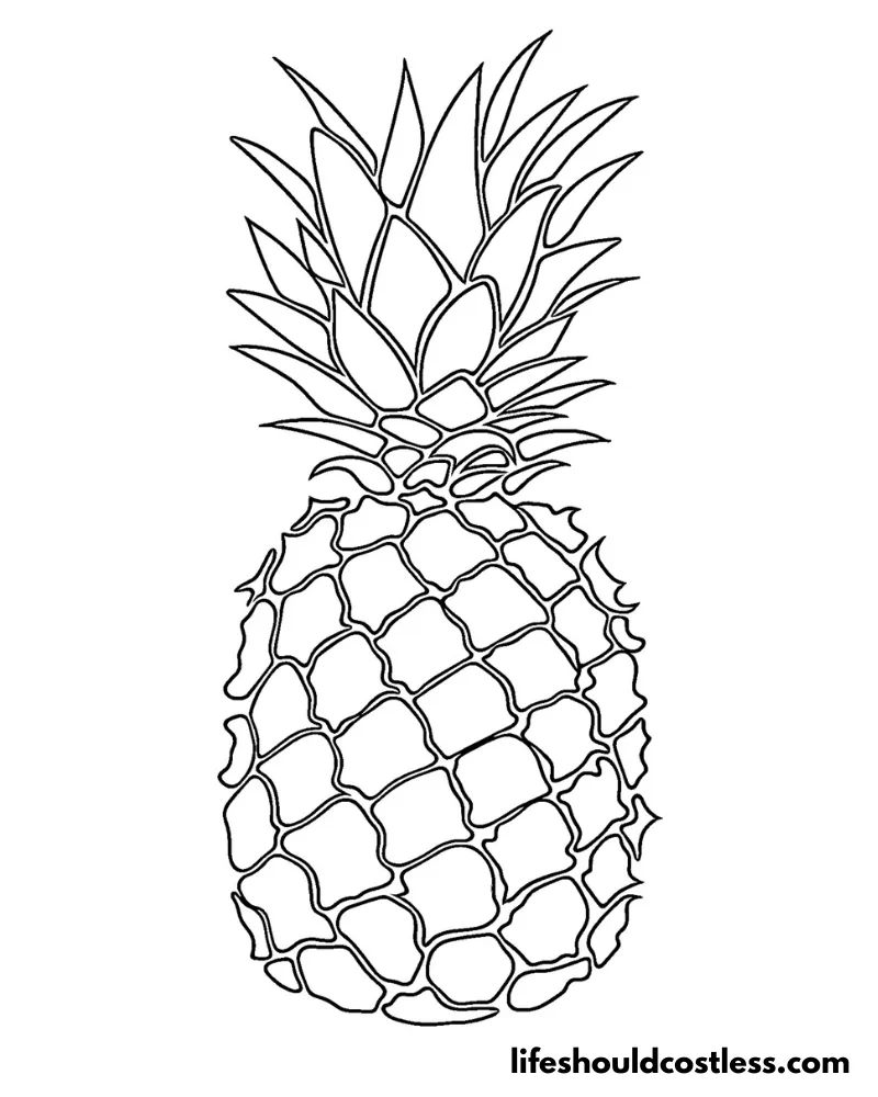 Pineapple coloring pages free printable pdf templates