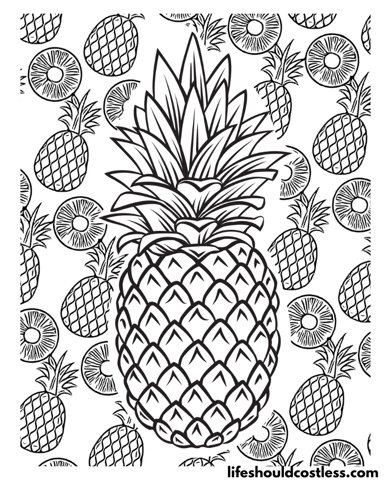 Pineapple coloring pages free printable pdf templates