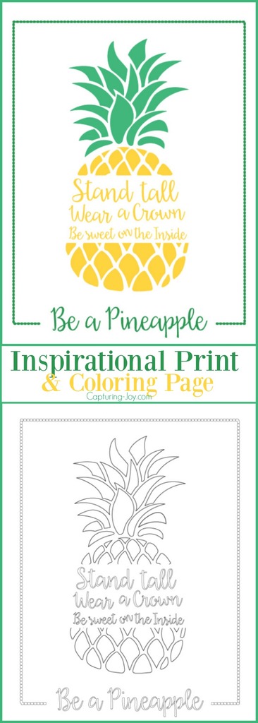 Be a pineapple inspirational print and coloring page