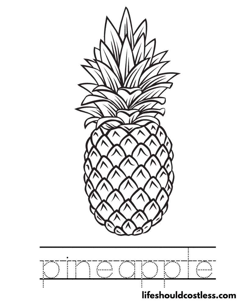 Pineapple coloring pages free printable pdf templates