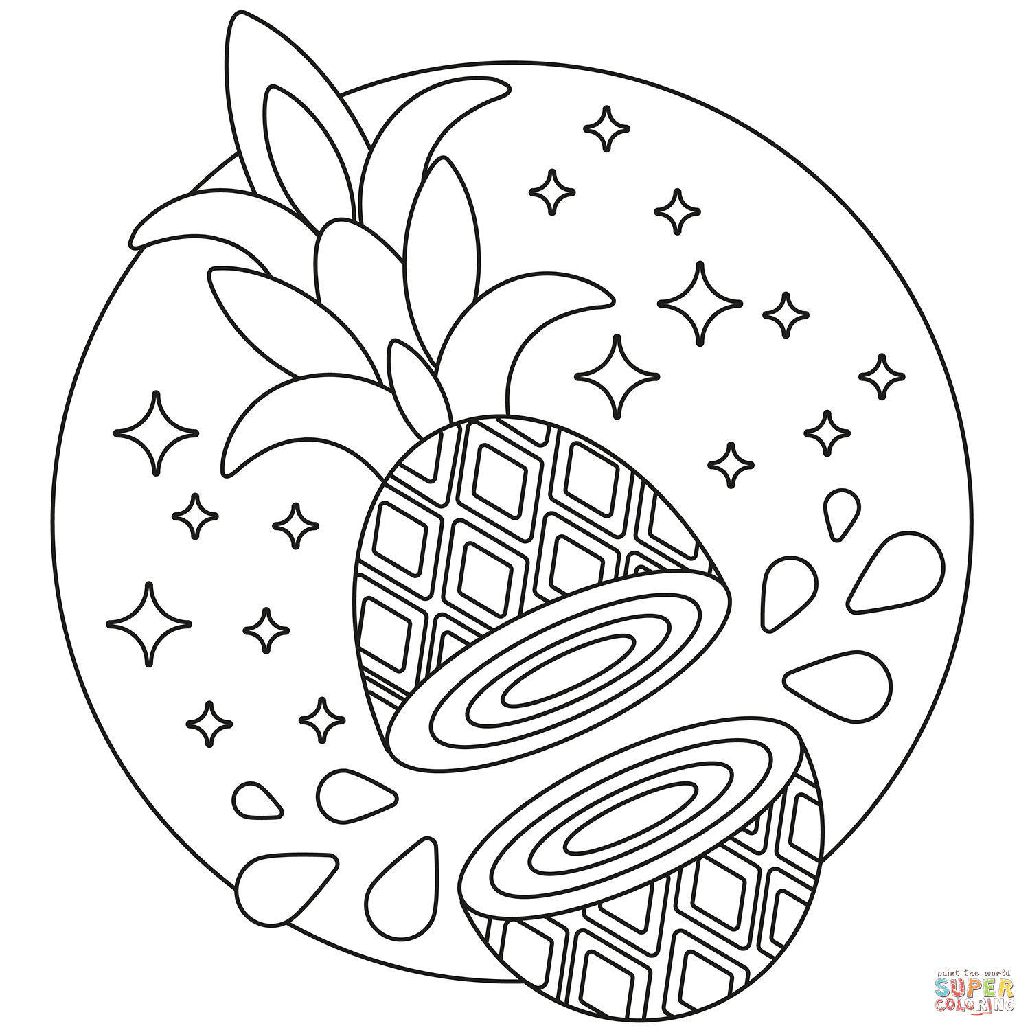 Pineapple coloring page free printable coloring pages