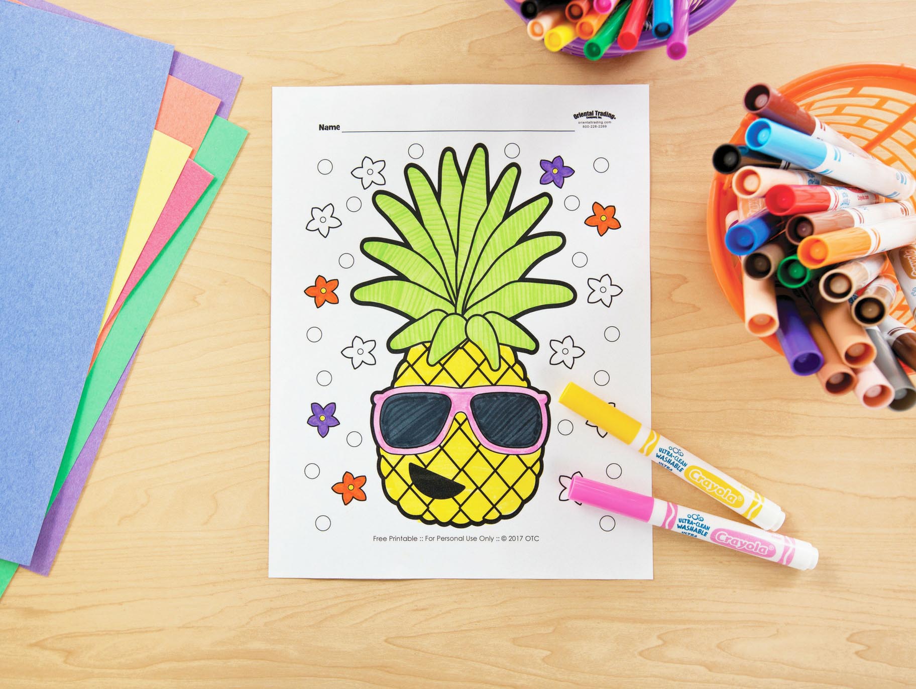 Pineapple free printable coloring page