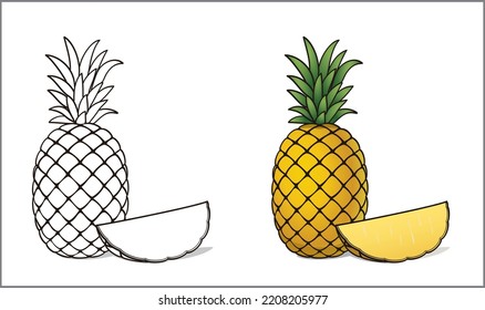 Pineapple coloring page vector illustration isolated stock vector royalty free