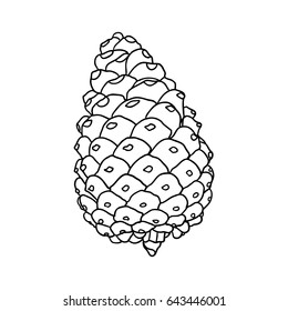 Hand drawn textured fir pine cone stock illustration