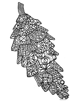 Pine cone autumn zentangle coloring page by pamela kennedy tpt