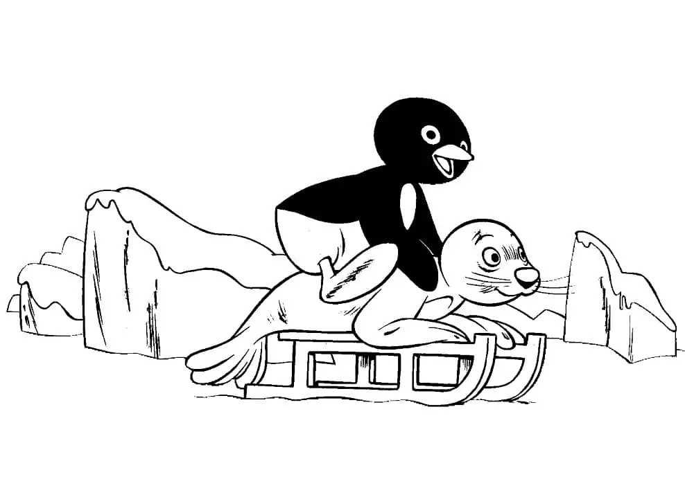 Pingu having fun fãrbung seite