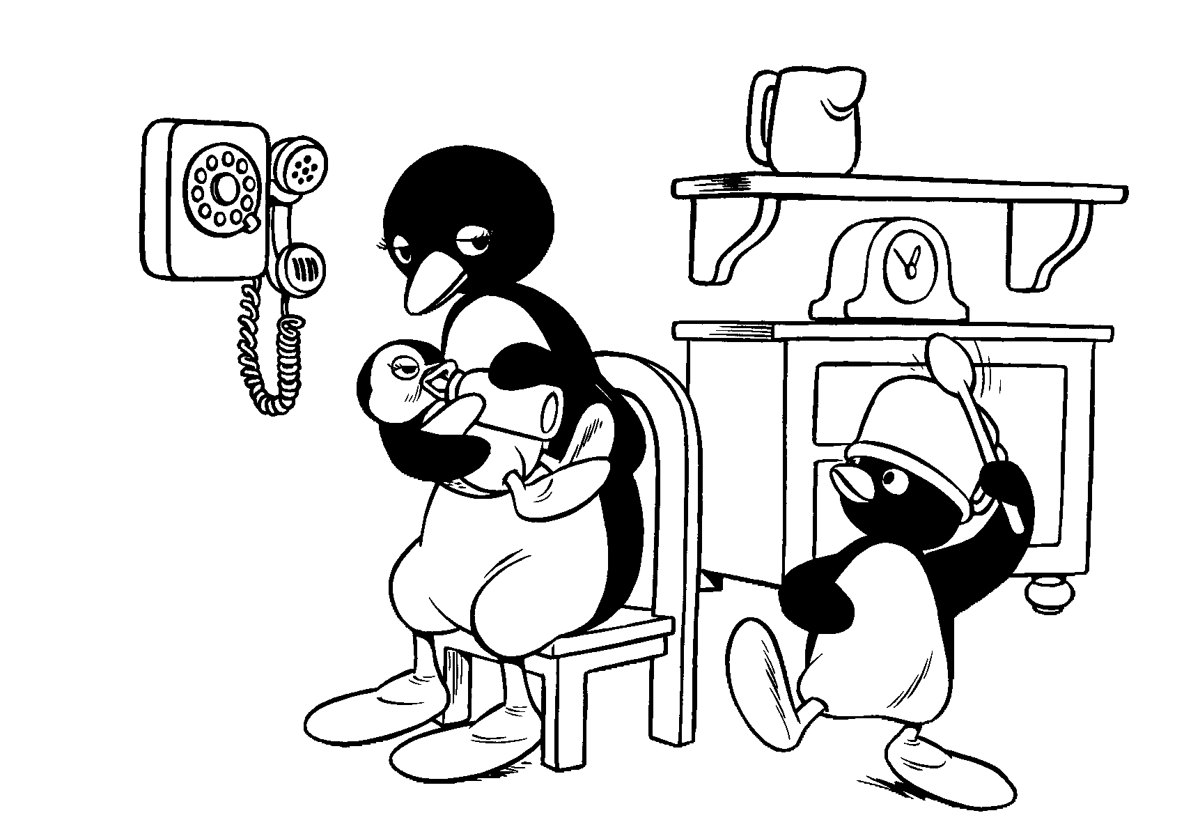 Drawing from pingu coloring page