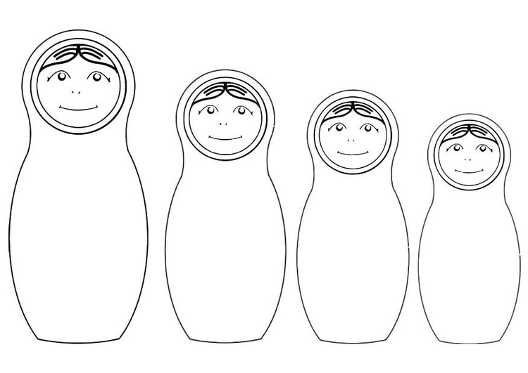 Coloring page matryoshka dolls