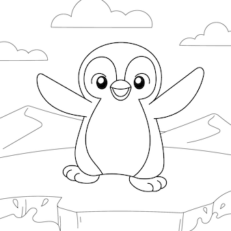 Cute penguin drawing vectors illustrations for free download