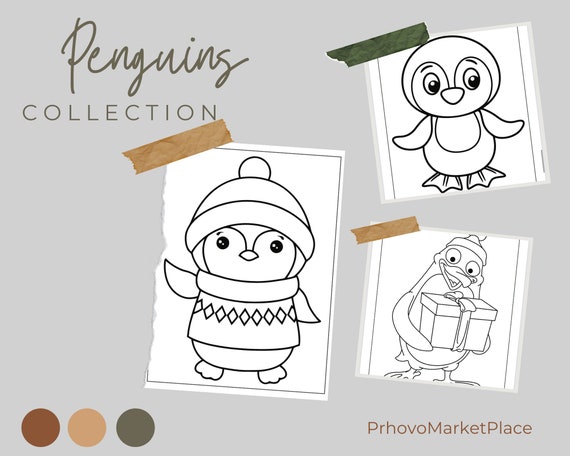 Pingãinos colecciãn de dibujos para colorear