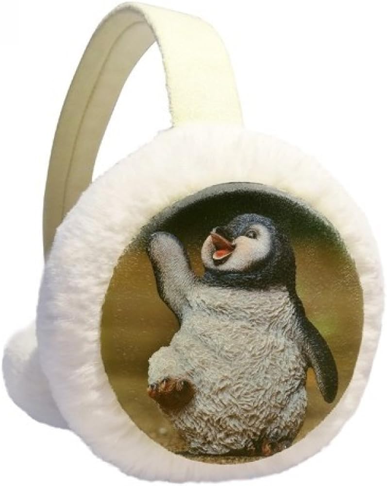 Creature antarctic cute penguin science nature winter earmuffs ear warmers faux fur foldable plush outdoor gift clothing shoes jewelry