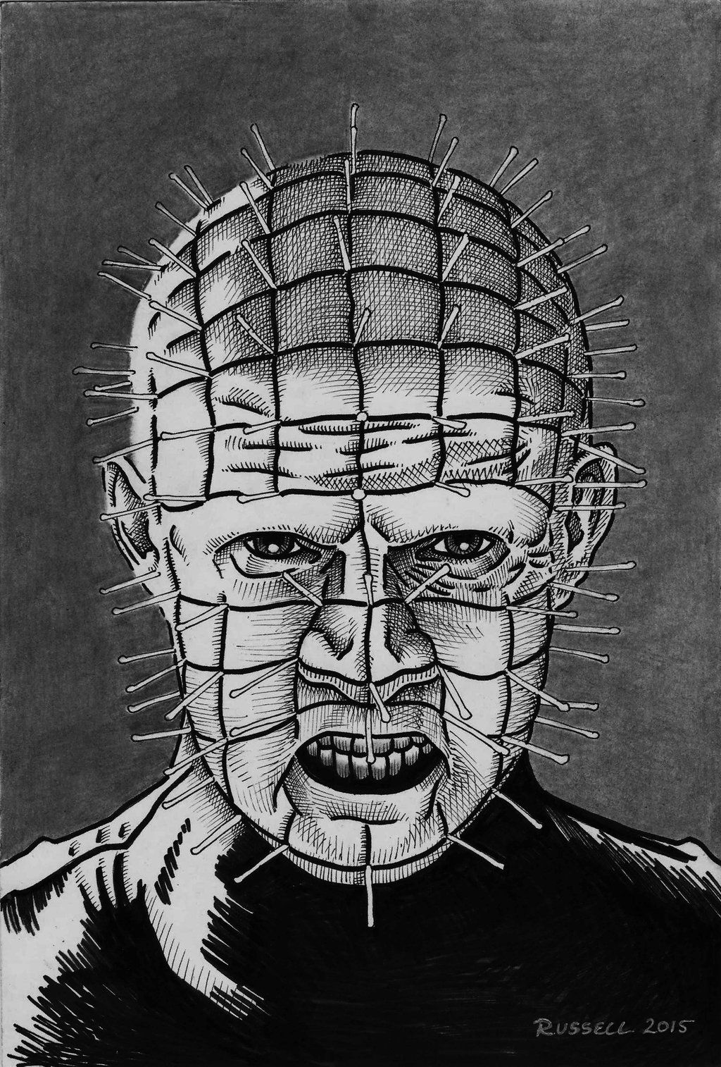 Pinhead horror drawing horror movie art line art drawings