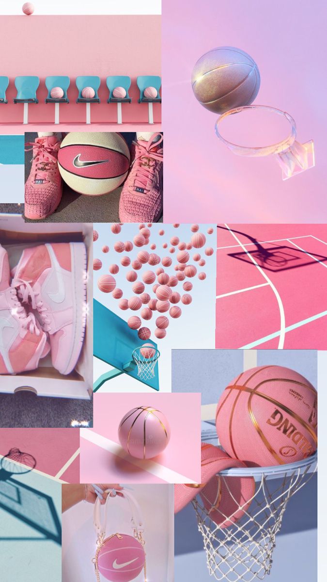 Pink Basketballs Fabric, Wallpaper and Home Decor