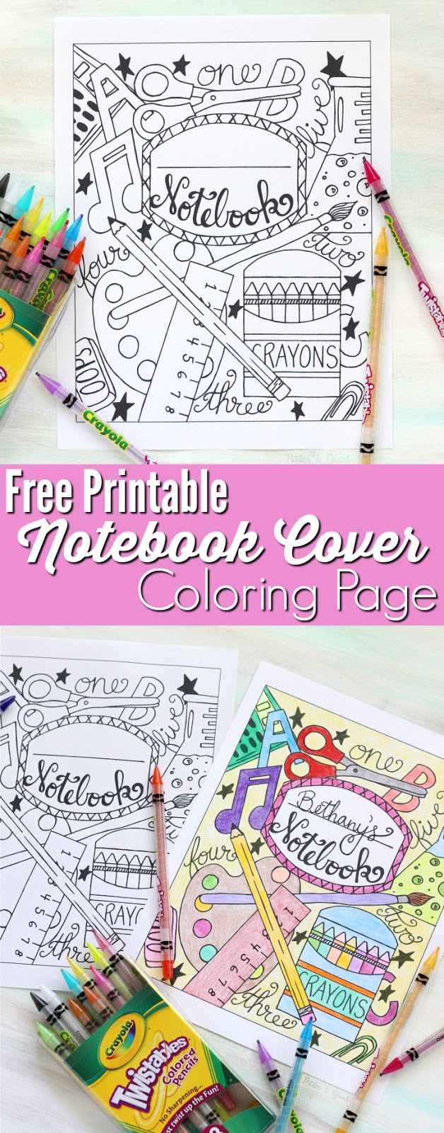 Back to school notebook cover printable coloring page