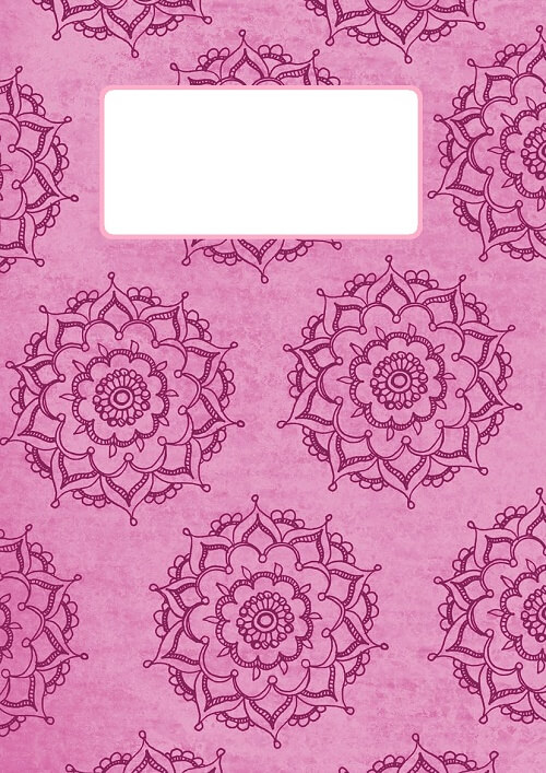 Pink binder cover with flowers free printable papercraft templates