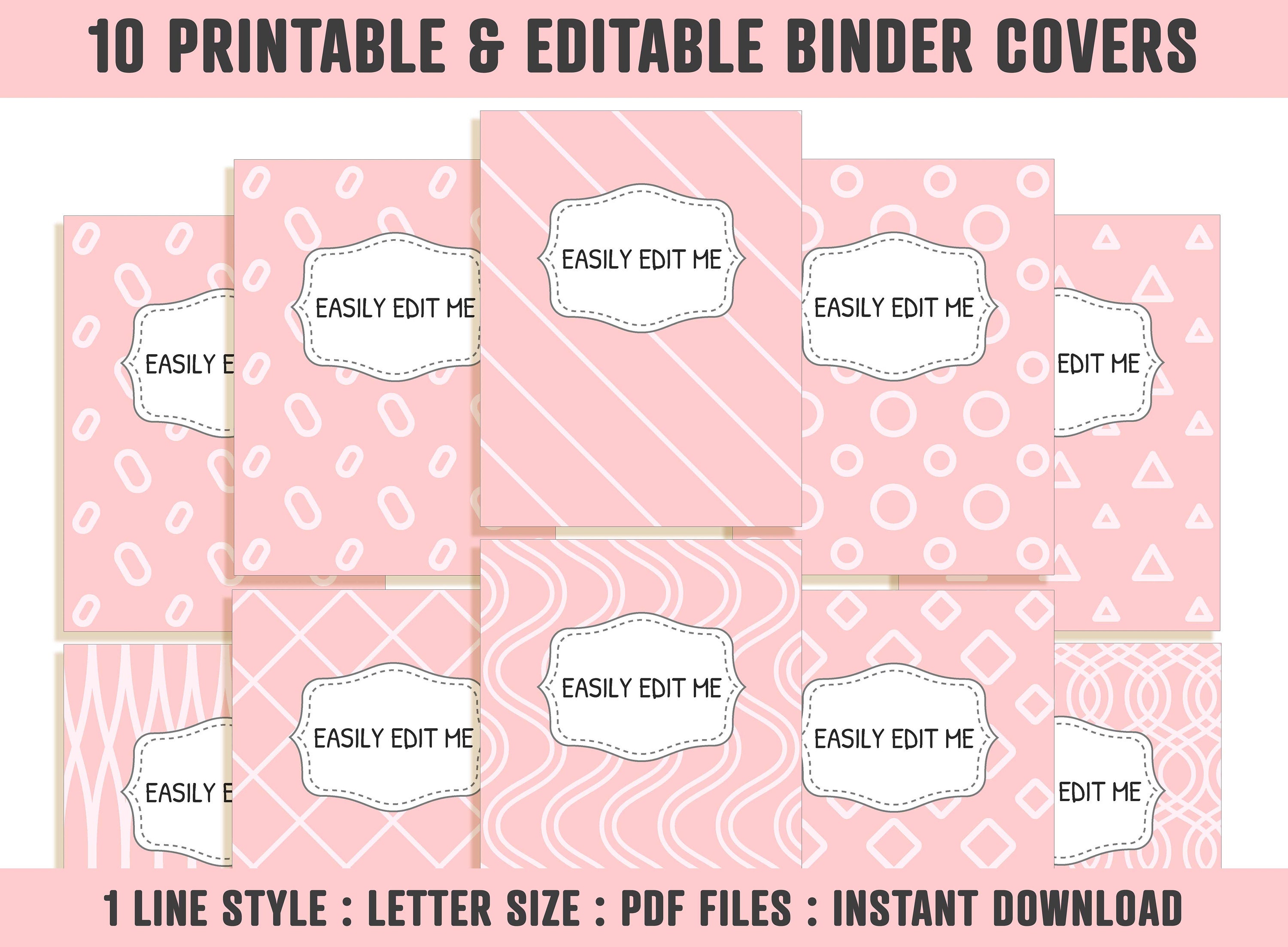 Pink binder cover printable editable coversspines binder insert planner cover teacherschool binder cover printable binder cover