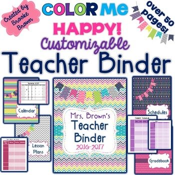 Editable teacher binder color me happy