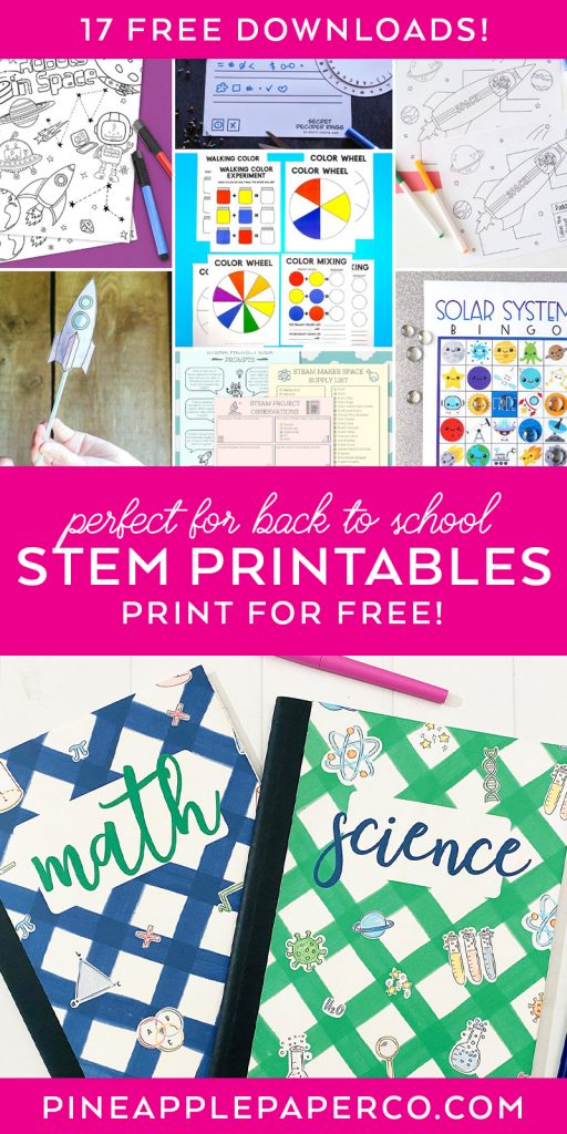 Free printable math and science notebook covers