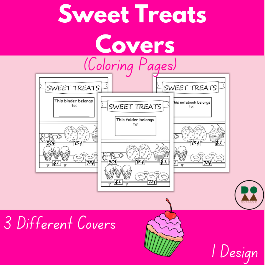 Sweet treats printable covers binder folder notebook in coloring pages