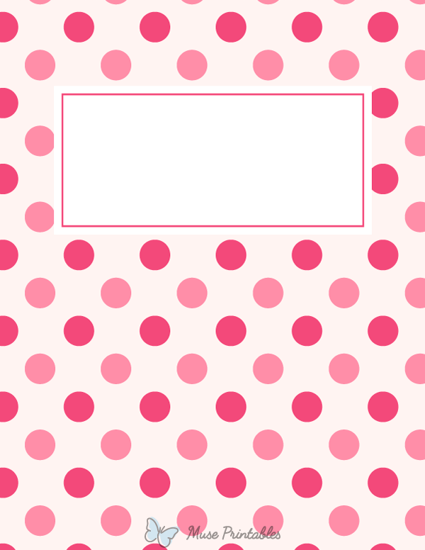 Printable pink polka dot binder cover