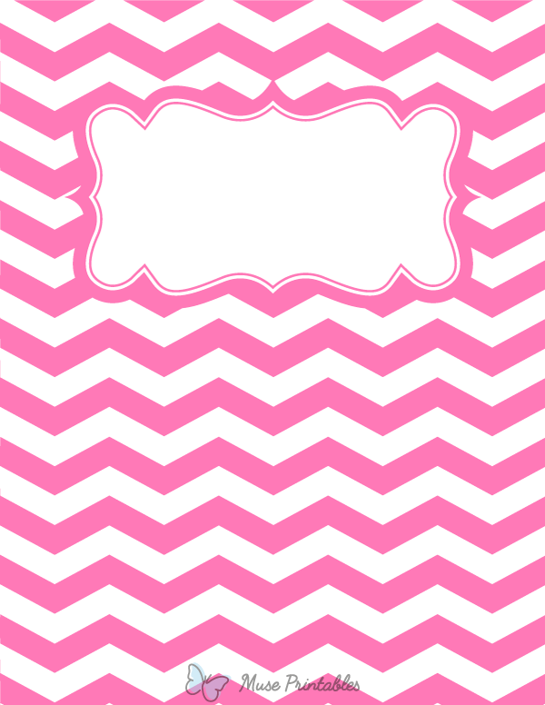 Printable pink and white chevron binder cover