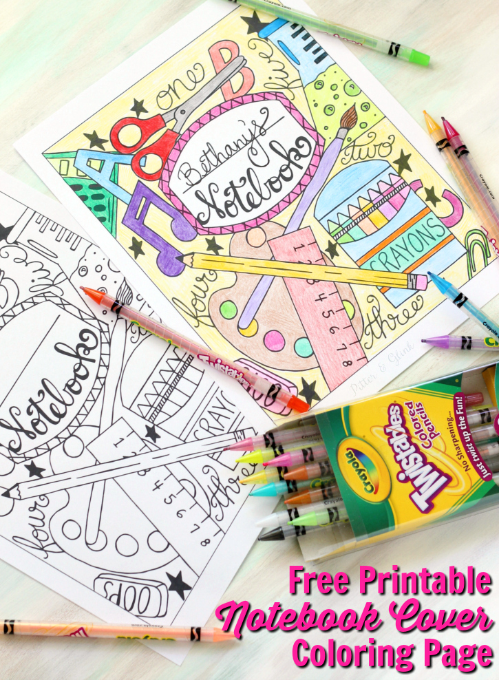 Back to school notebook cover printable coloring page