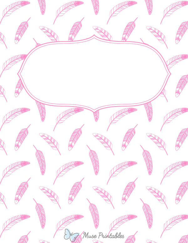 Printable pink feather binder cover