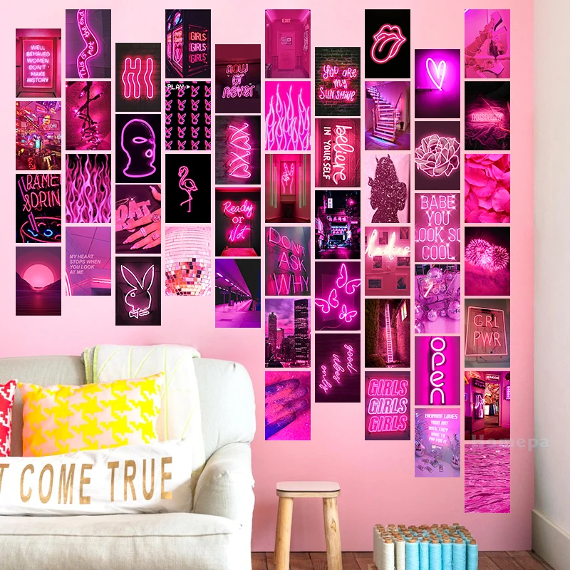 Pink Y2K Wall Collage Kit, (DIGITAL DOWNLOADS), 46 pcs, 4\ x 6\, Bougie  Pink Wall Collage Kit, Baddie room decor, y2k room …