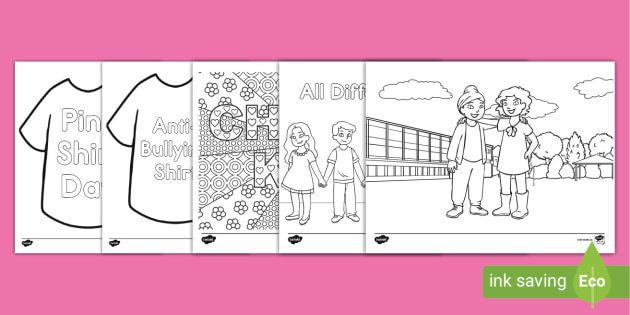 Pink shirt day colouring sheets teacher made