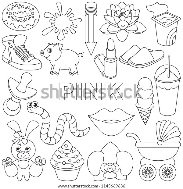 Pink colorless color objects elements set stock vector royalty free