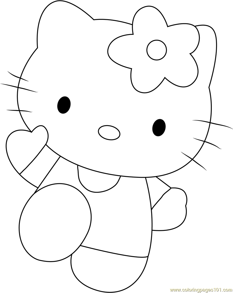 Hello kitty pink coloring page for kids