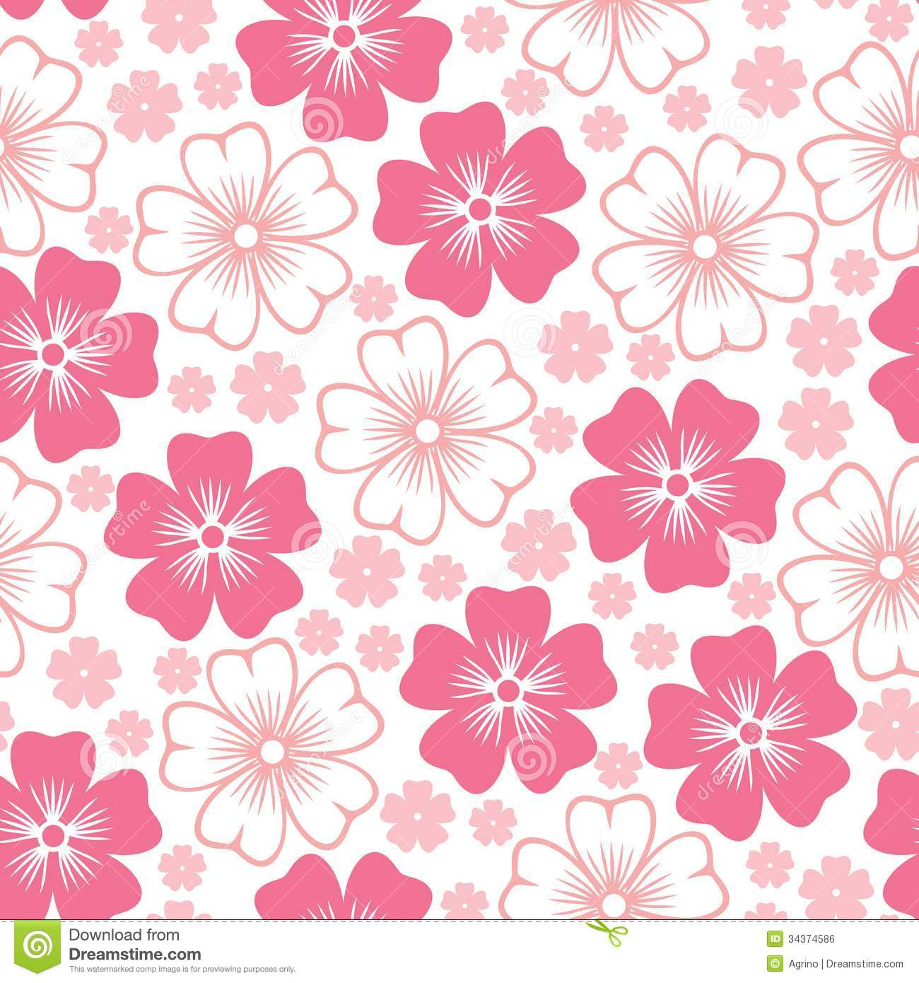 Simple Pink Flower Seamless Pattern