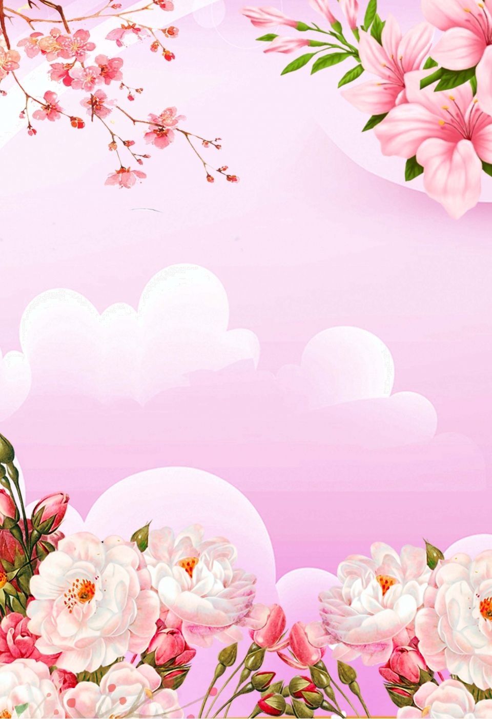 Trendy pink floral pattern Nature wallpaper