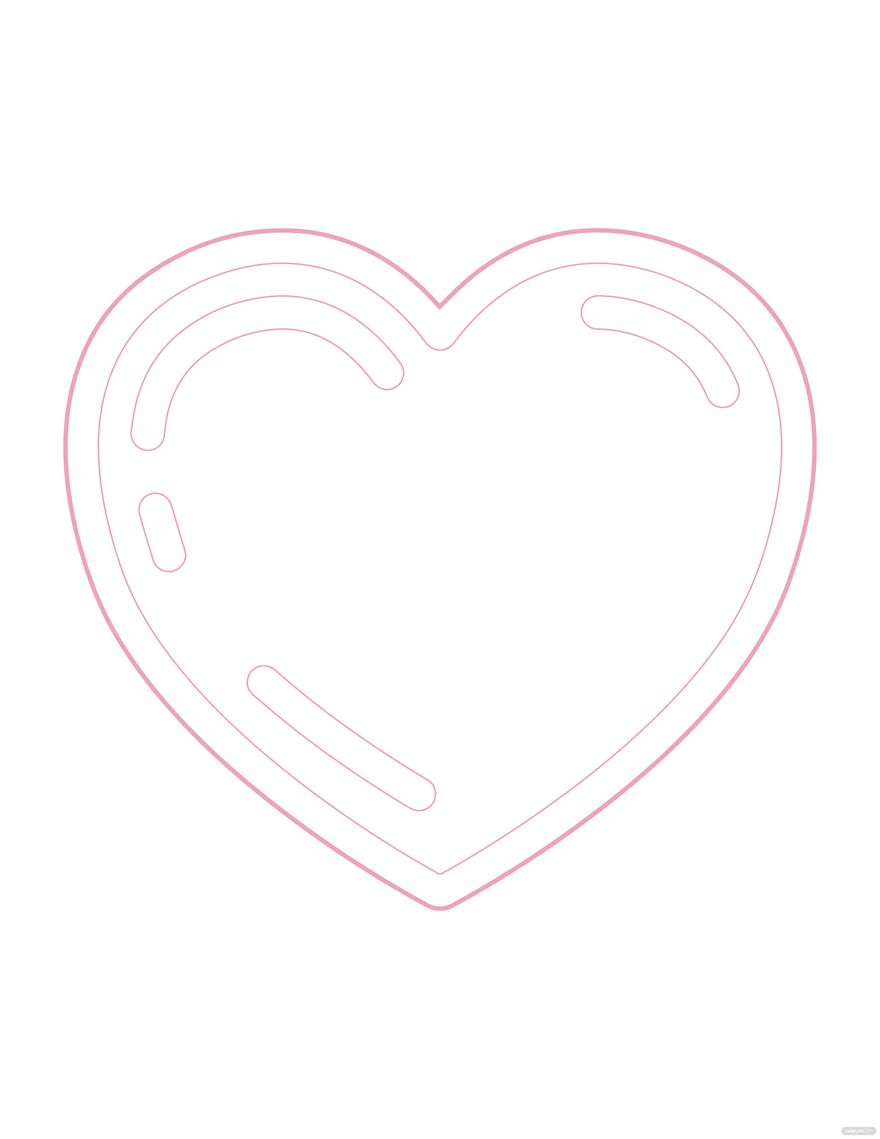 Free pink heart outline coloring page