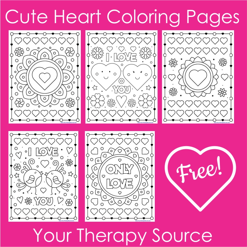 Cute heart coloring pages