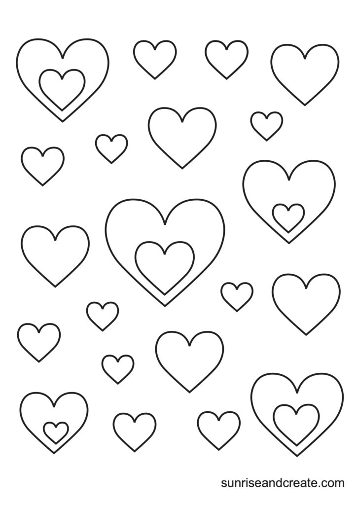 Free printable heart templates different sizes colored hearts