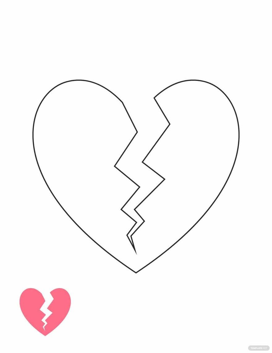 Free pink broken heart coloring page